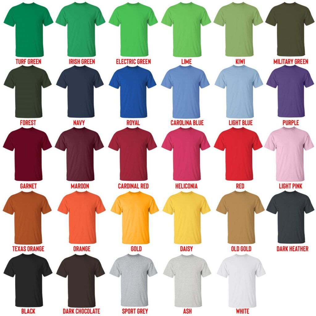 t shirt color chart - Madoka Magica Store