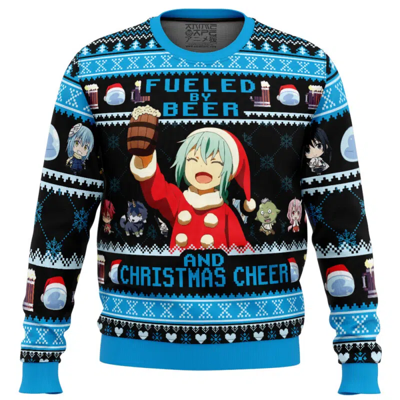 Fueled By Beer That Time I Got Reincarnated as a Slime Ugly Christmas Sweater 1